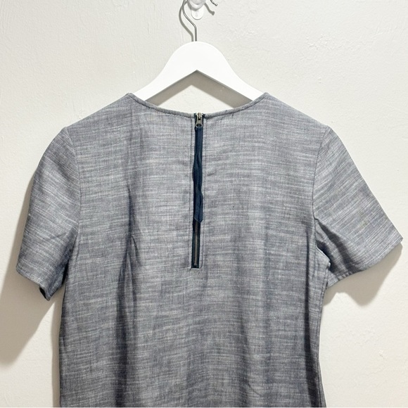 LILLA P Women’s Gray Seamed Shift Dress Linen Blend Pockets Short Sleeve Size S - Picture 4 of 7